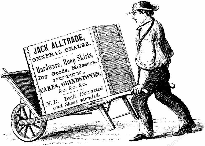 Jack of Alltrades with Antique Barrow - free clipart